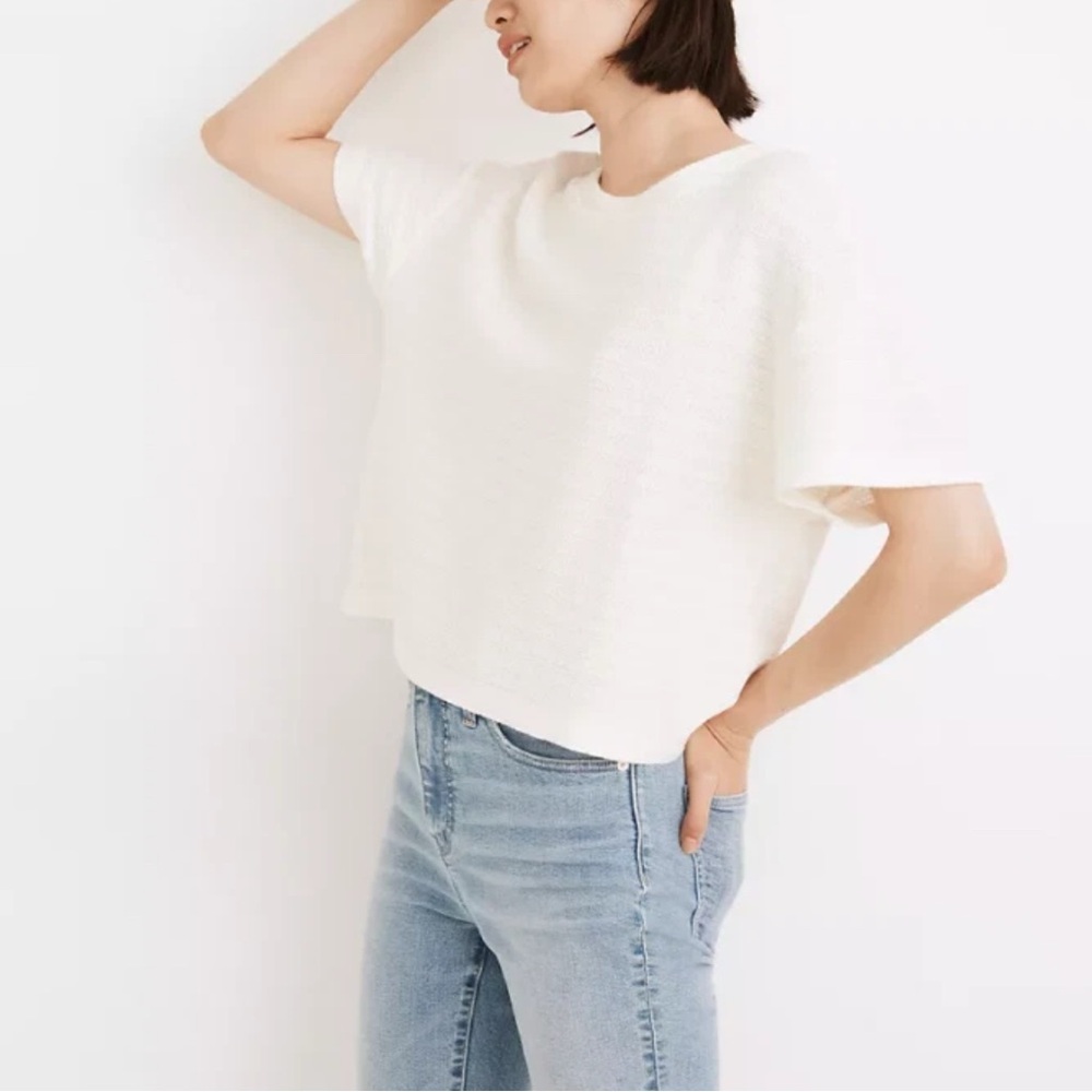 Cream Madewell Textured Stripe Top‎ medium large jcrew j crew j.crew